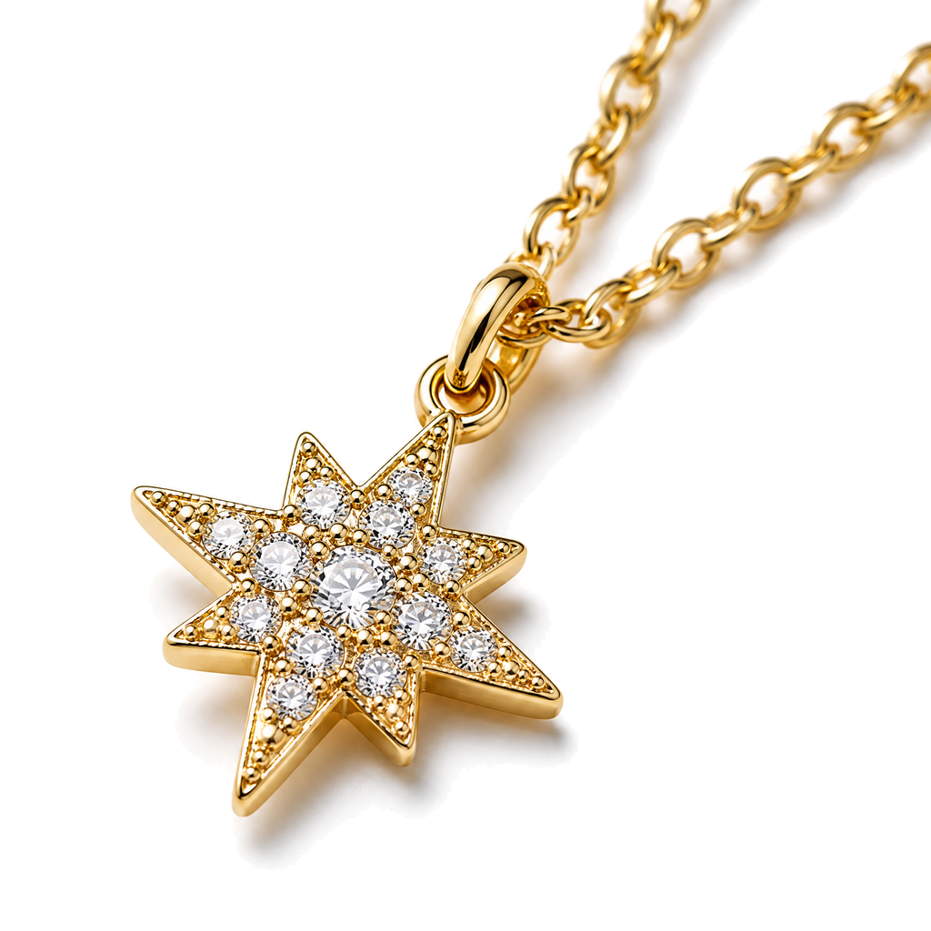 Layered Moissanite Necklace, 18K Gold Plated | 925 Silver — close-up detail
