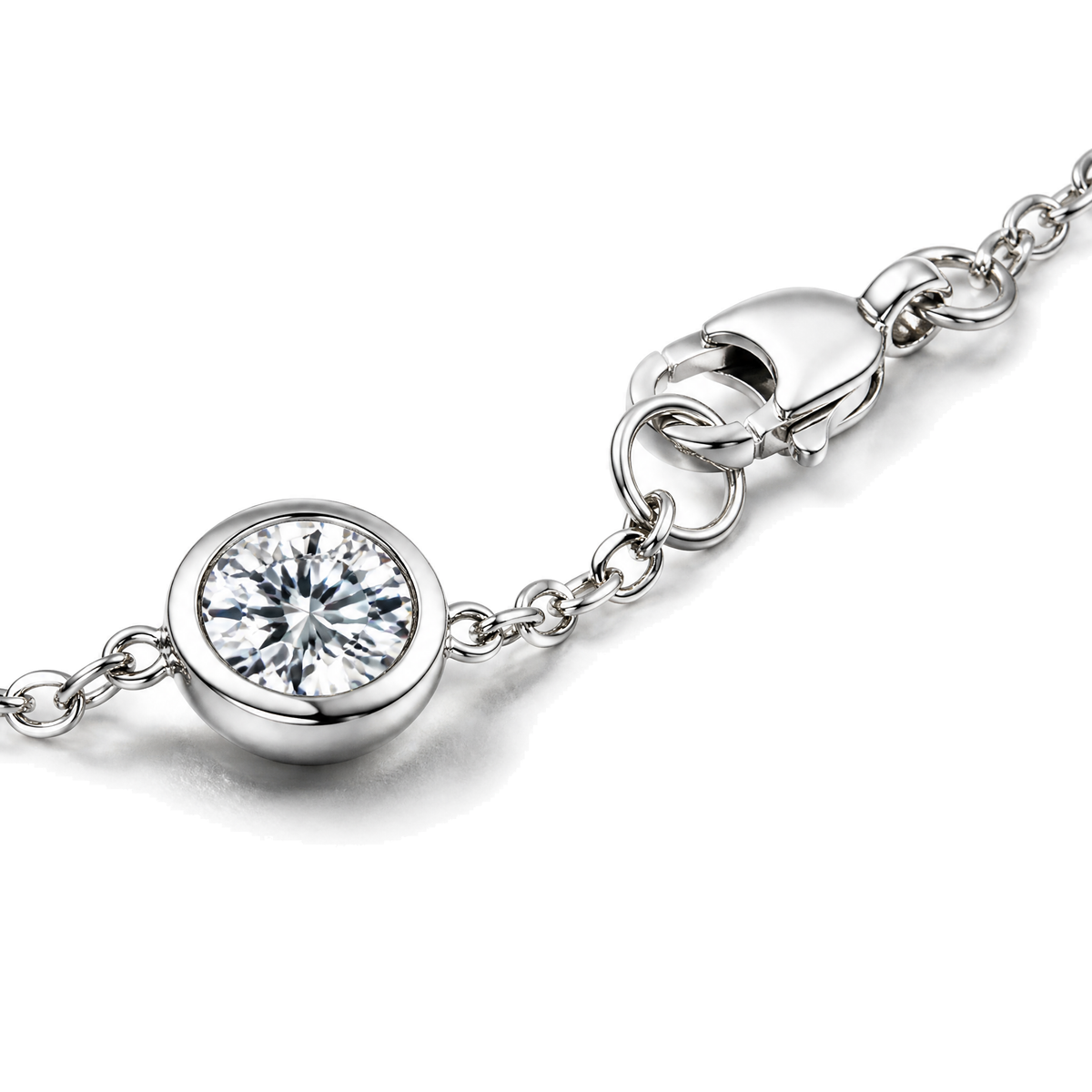 Moissanite Bubble Bracelet with Tassel | 925 Sterling Silver — close-up detail