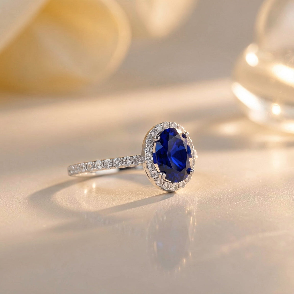 Lab-Grown Sapphire Ring - studio view