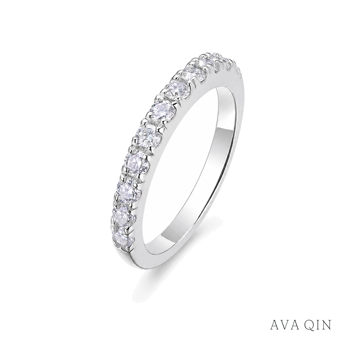 Half-Eternity Stacking Ring, Moissanite | 925 Sterling Silver — product view