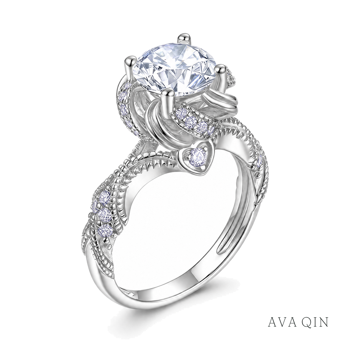 Floral Cluster Moissanite Ring, 2ct | 925 Sterling Silver — product view