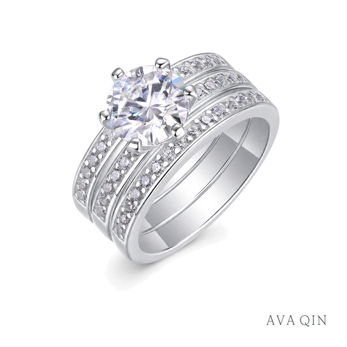 Closed-Band Moissanite Ring, 2ct | 925 Sterling Silver — product view