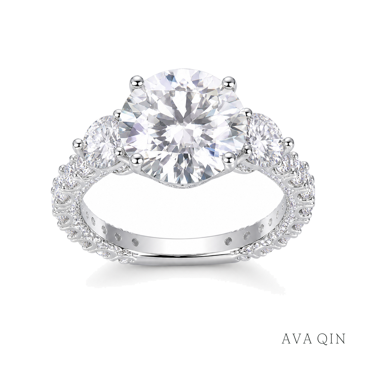 Five-Carat Moissanite Ring, 11mm | 925 Sterling Silver — product view