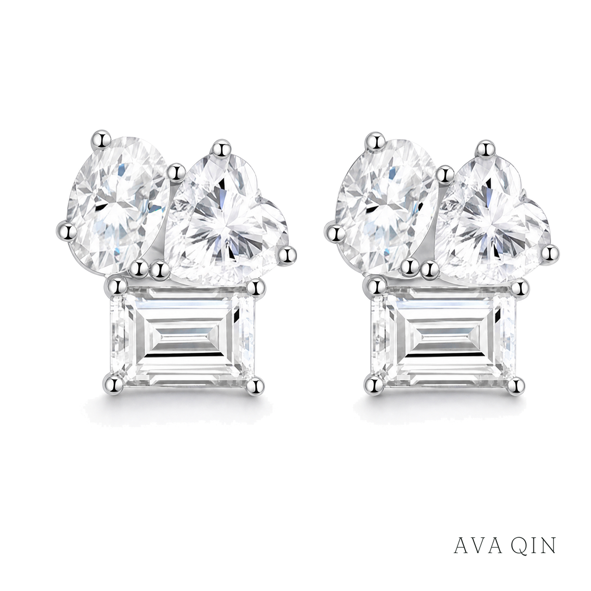 Geometric Fancy-Cut Moissanite Studs | 925 Silver — product view