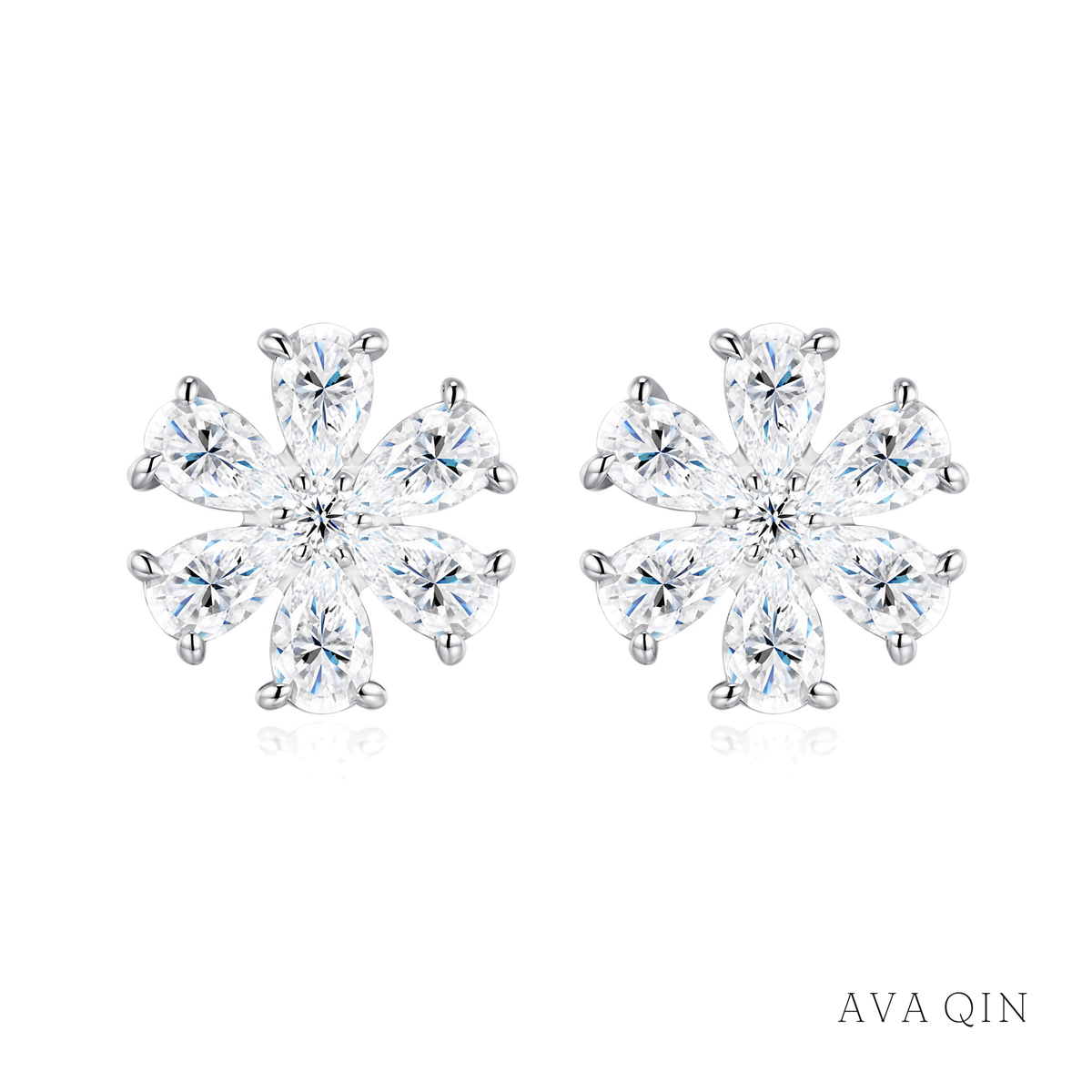 Cherry Blossom Moissanite Studs | 925 Sterling Silver — product view