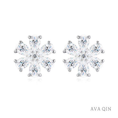 Cherry Blossom Moissanite Studs | 925 Sterling Silver — product view