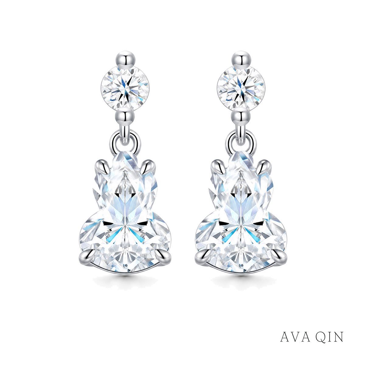 Gourd Motif Moissanite Studs | 925 Sterling Silver — product view