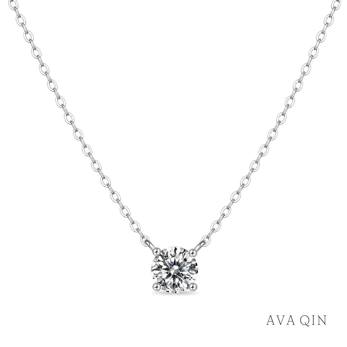 Four-Prong Moissanite Pendant | 925 Silver — product view