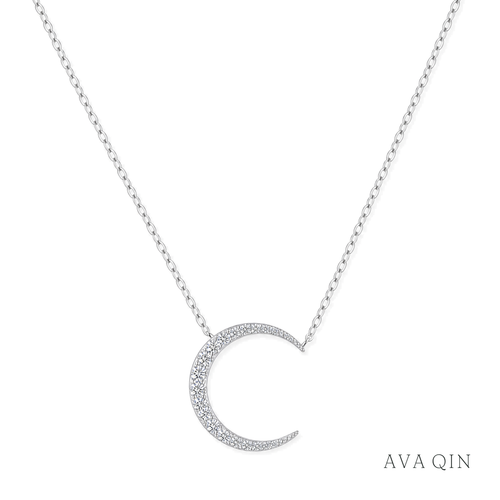 Crescent Moon Moissanite Necklace | 925 Sterling Silver — product view