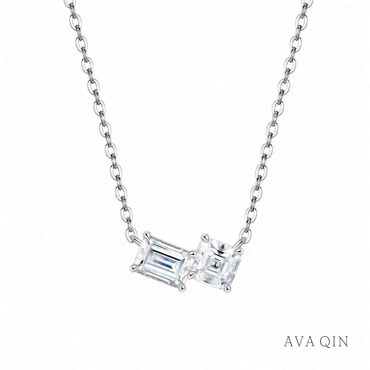 Geometric Moissanite Necklace | 925 Sterling Silver — product view