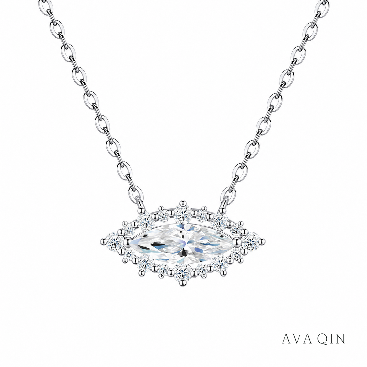 Evil Eye Moissanite Necklace | 925 Sterling Silver — product view
