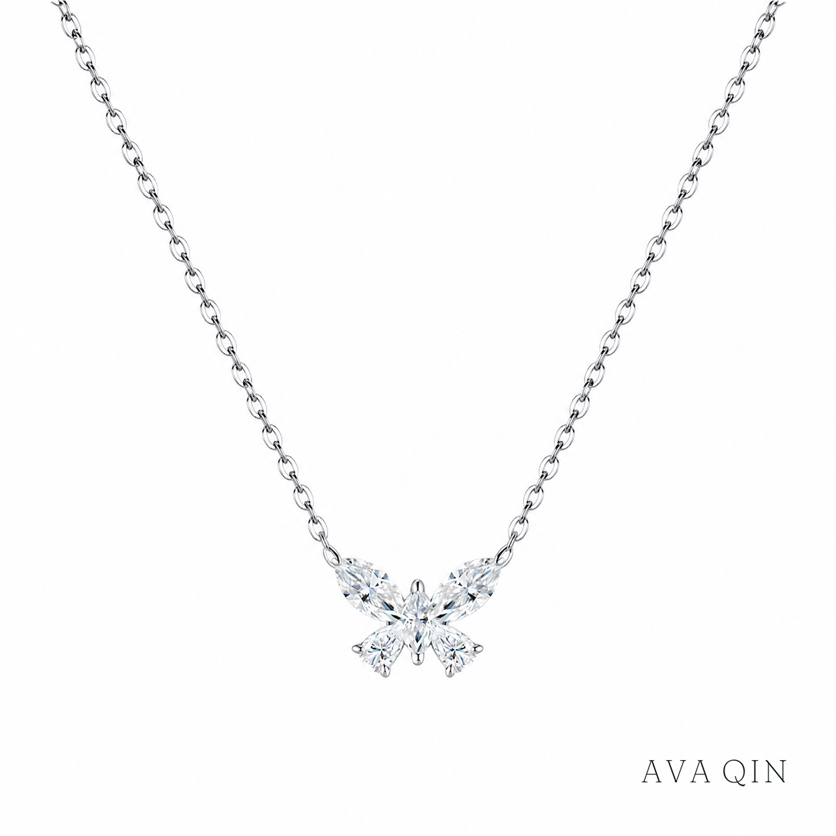 Butterfly Moissanite Necklace | 925 Silver — product view