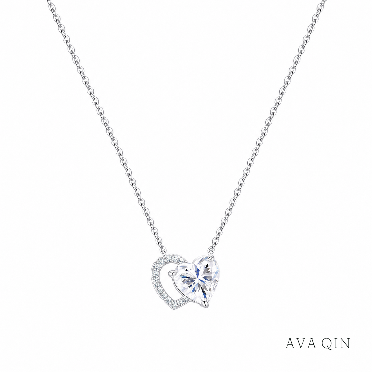 Heart Moissanite Pendant Necklace | 925 Sterling Silver — product view