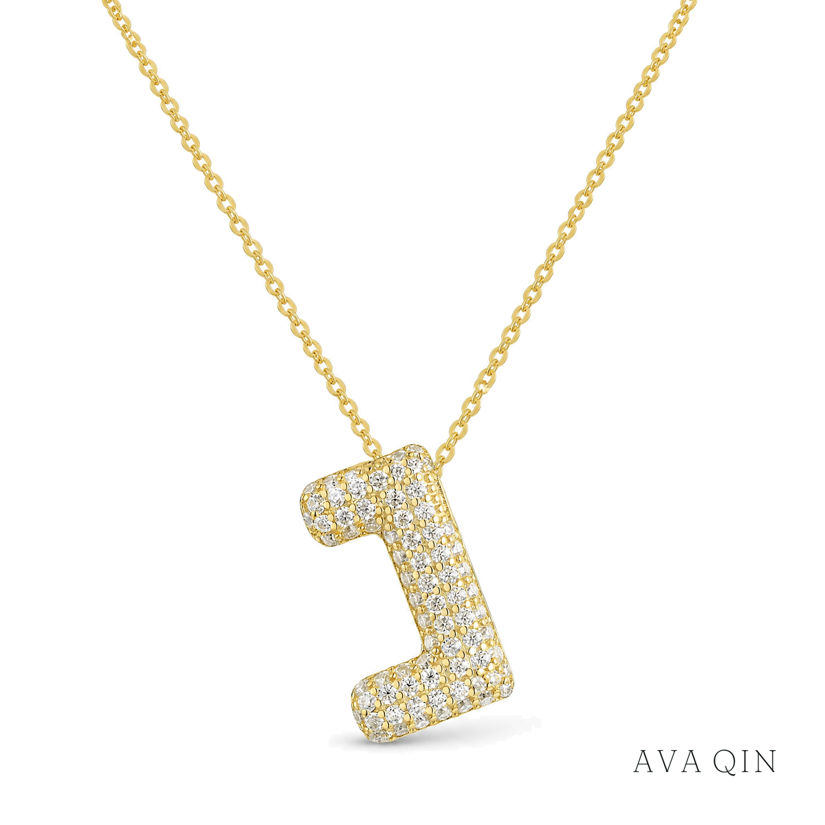 Initial J Moissanite Necklace | 925 Silver, Gold Plated — product view