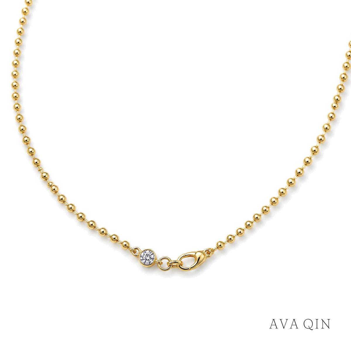Layered Solitaire Moissanite Necklace, 45cm | 925 Silver — product view