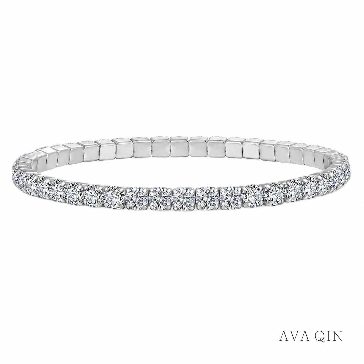 Elastic Tennis Bracelet, Moissanite | 925 Silver — product view