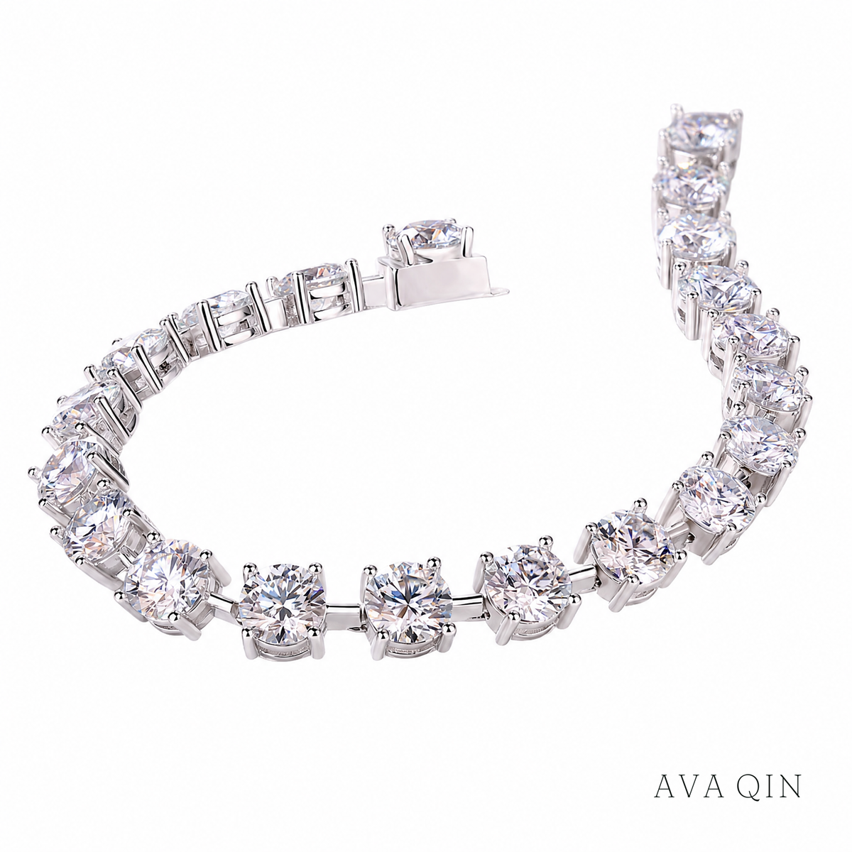 Four-Prong Tennis Bracelet, Moissanite | 925 Silver — product view