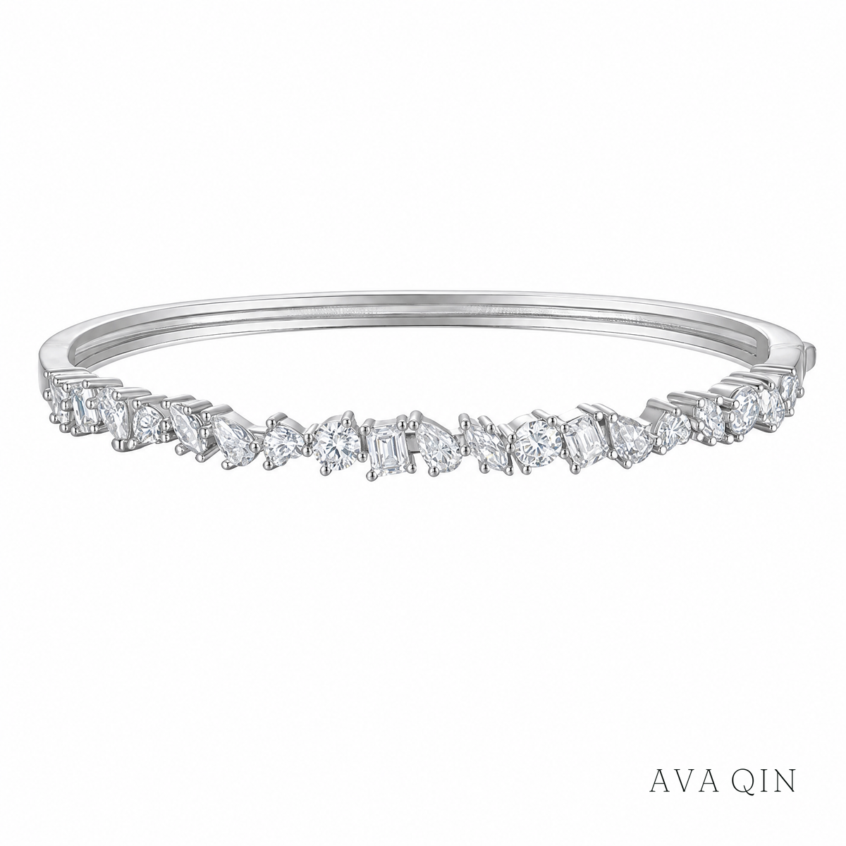 Geometric Moissanite Bangle | 925 Sterling Silver — product view